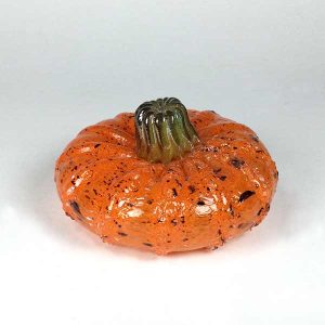 Glass Pumpkin with Recycled Cullet and Gold Iridiz